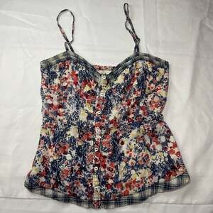 Vintage Abercrombie & Fitch Floral Corset Babydoll Cami Tank Top